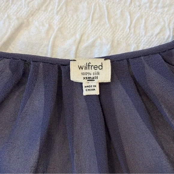 Aritzia Wilfred Sheer Silk Long Sleeve Blouse, Deep Plum, Size XS - Picture 3 of 7